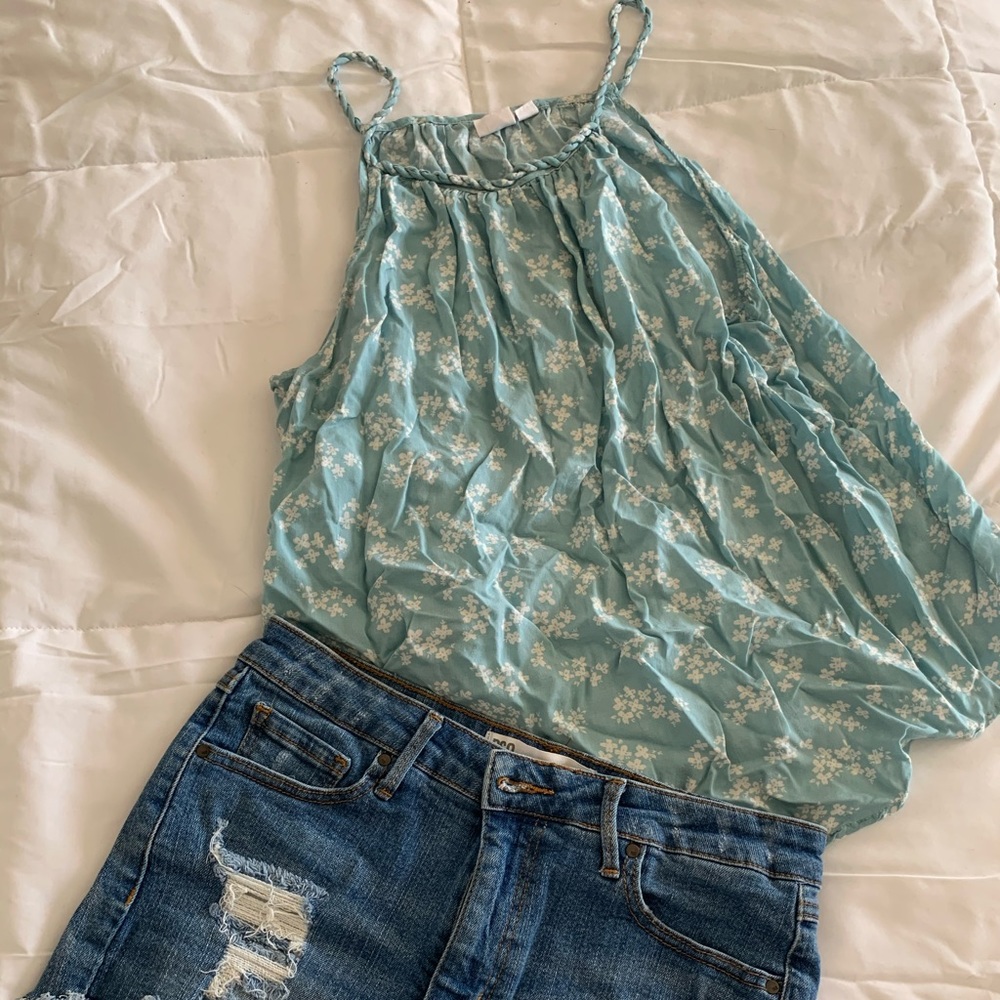Gap floral high neck tank top